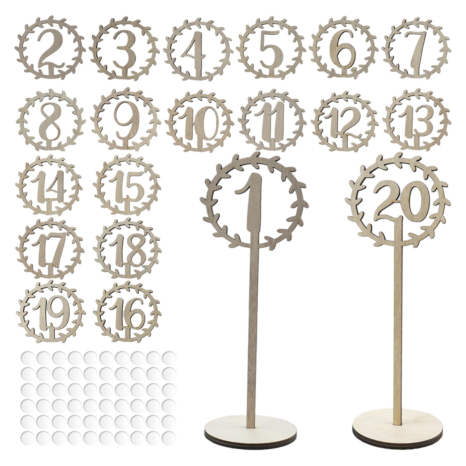 FansTing Tarjetas de Lugar de Boda, 1-20 Números de Mesa de Restaurante de Madera, Tarjetas de Lugar de Restaurante, Uso para Números de Mesa de Boda, Mesas Familiares, Decoraciones de Mesa