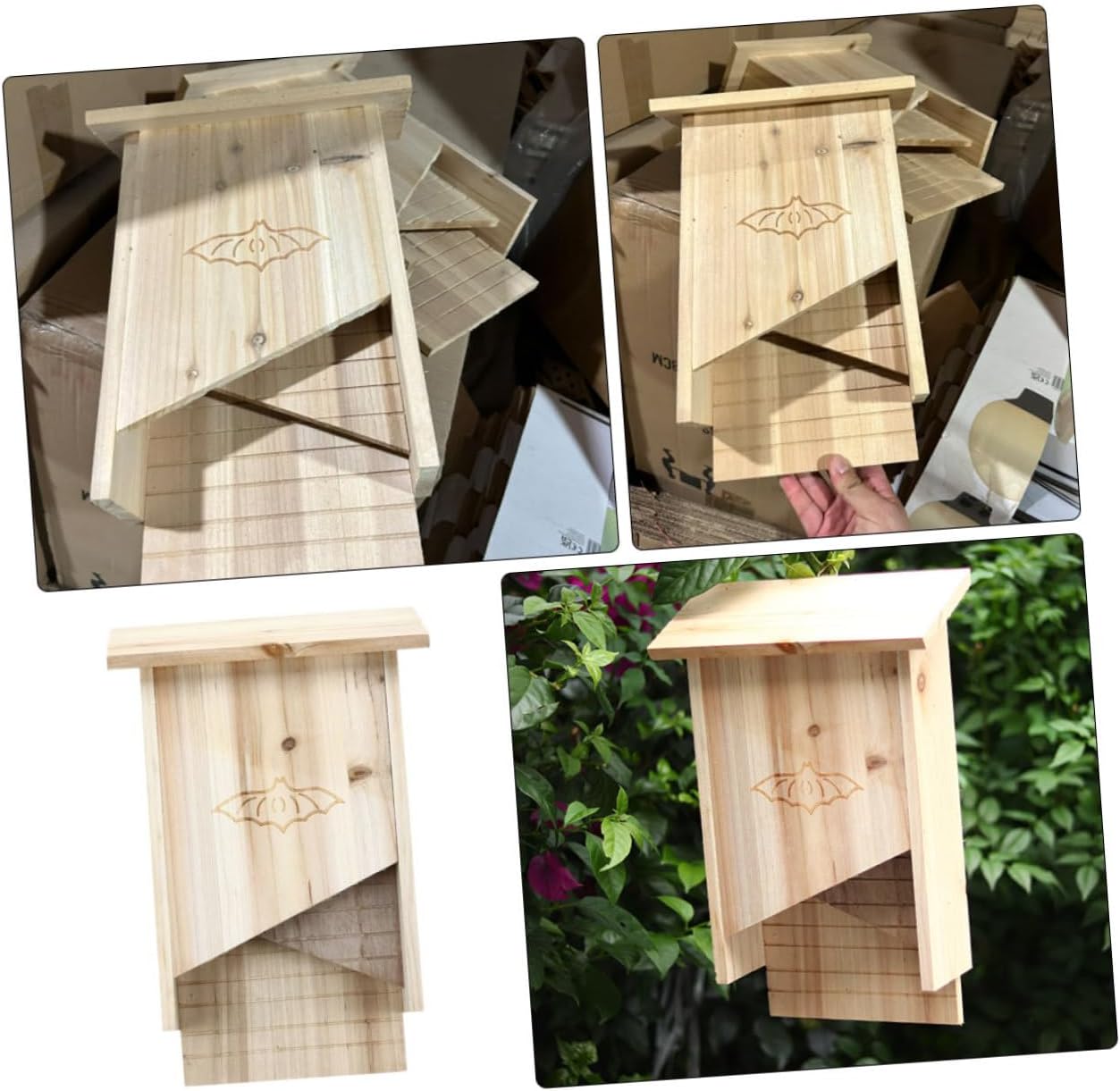 Yardwe Wooden Bat House for Garden and Courtyard Handmade Outdoor Bat Shelter with Solid Wood Construction for Backyard Wildlife Habitat
