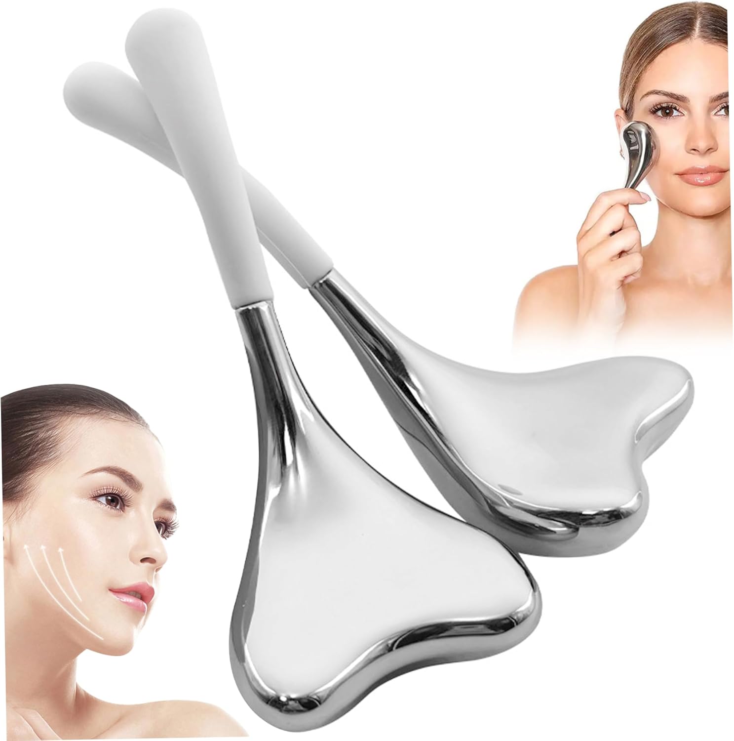1 Pair Face Massager Skin Care Ice Globes for Face Face Beauty Tools V-Shaped Gua Sha Facial Tools for Women Esthetician Supplies Cooling Spa Globes with Storage Case
