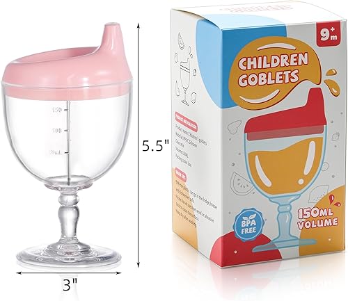 Miniatura 2 de Goaste Paquete de 4 vasos para sorber para niños pequeños, 7 onzas, copa de vino de plástico antiderrames, taza de bebida elegante para bebés,