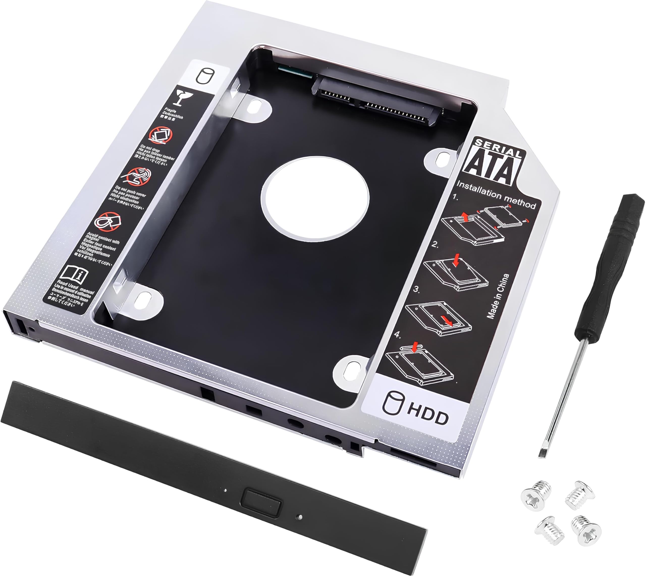 DM DW90 - Adattatore Caddy SATA 3.0 HDD SSD da 9,0 mm per alloggiamento unità ottica per laptop, alloggiamento per disco rigido da 2,5", custodia di ricambio per DVD, compatibile con ACER, ASUS