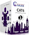 NewYork Cables | CAT6 Plenum Cable 1000FT | UTP, 550MHz, 23AWG, 4Pair 10GB Most Certified (CMP) Rated | Fire-Resistant | Bulk Cat 6 Ethernet Cable for Networking & Gaming (Yellow)