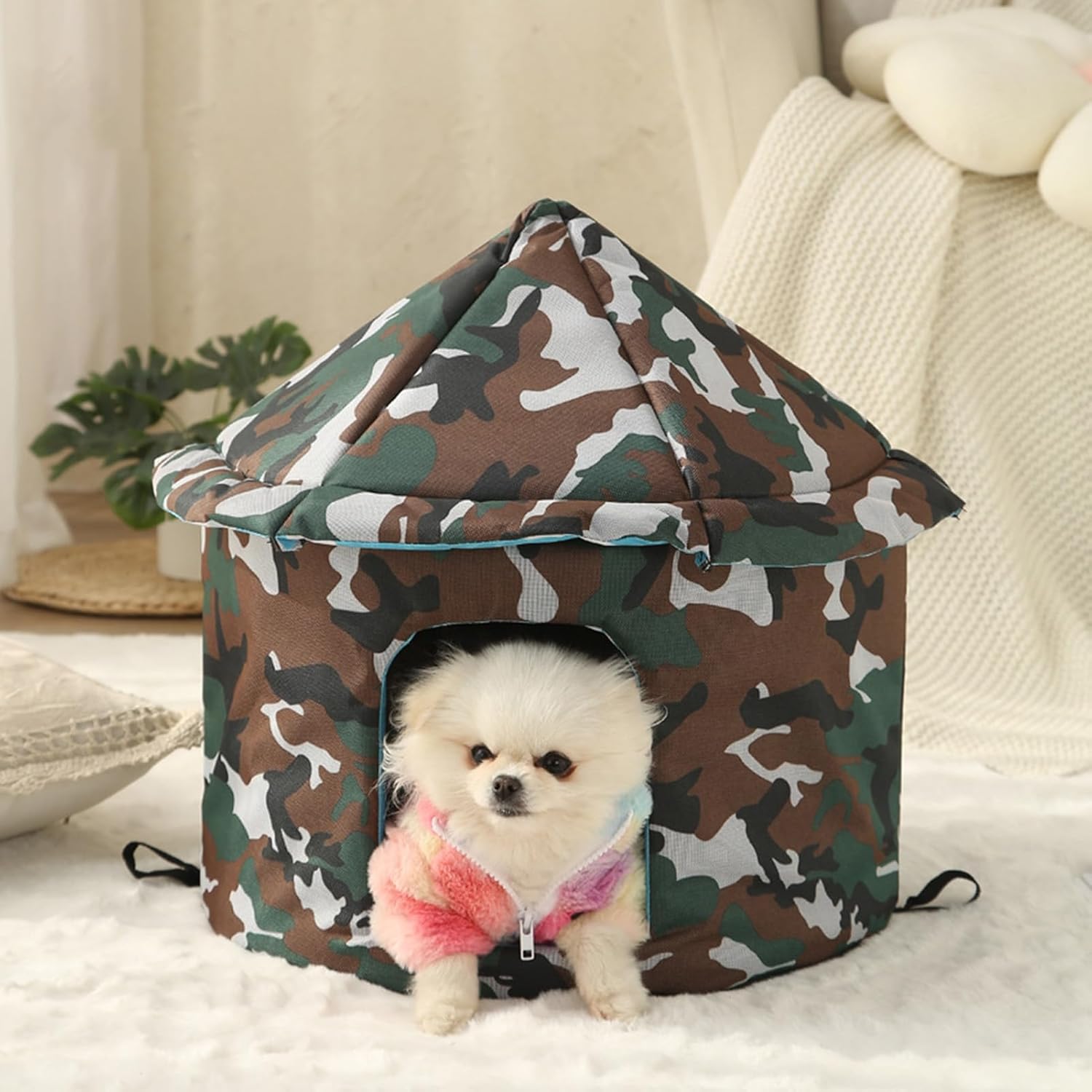 review Garage Cat House Cat Nest Soft Comfortable Cat Dog House Durable Convenient Foldable Warm Pet Shelter for Outdoor Indoor Use Dog Nest Multicolor S