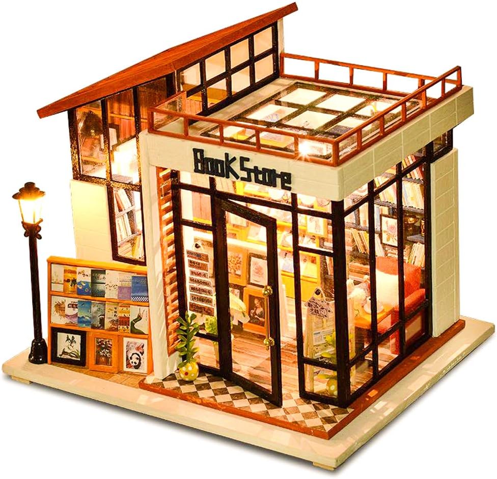 CUTEBEE Dollhouse Miniature with Furniture, DIY Dollhouse Kit Plus Dust Proof and Music Movement, 1:24 Scale Creative Room Idea