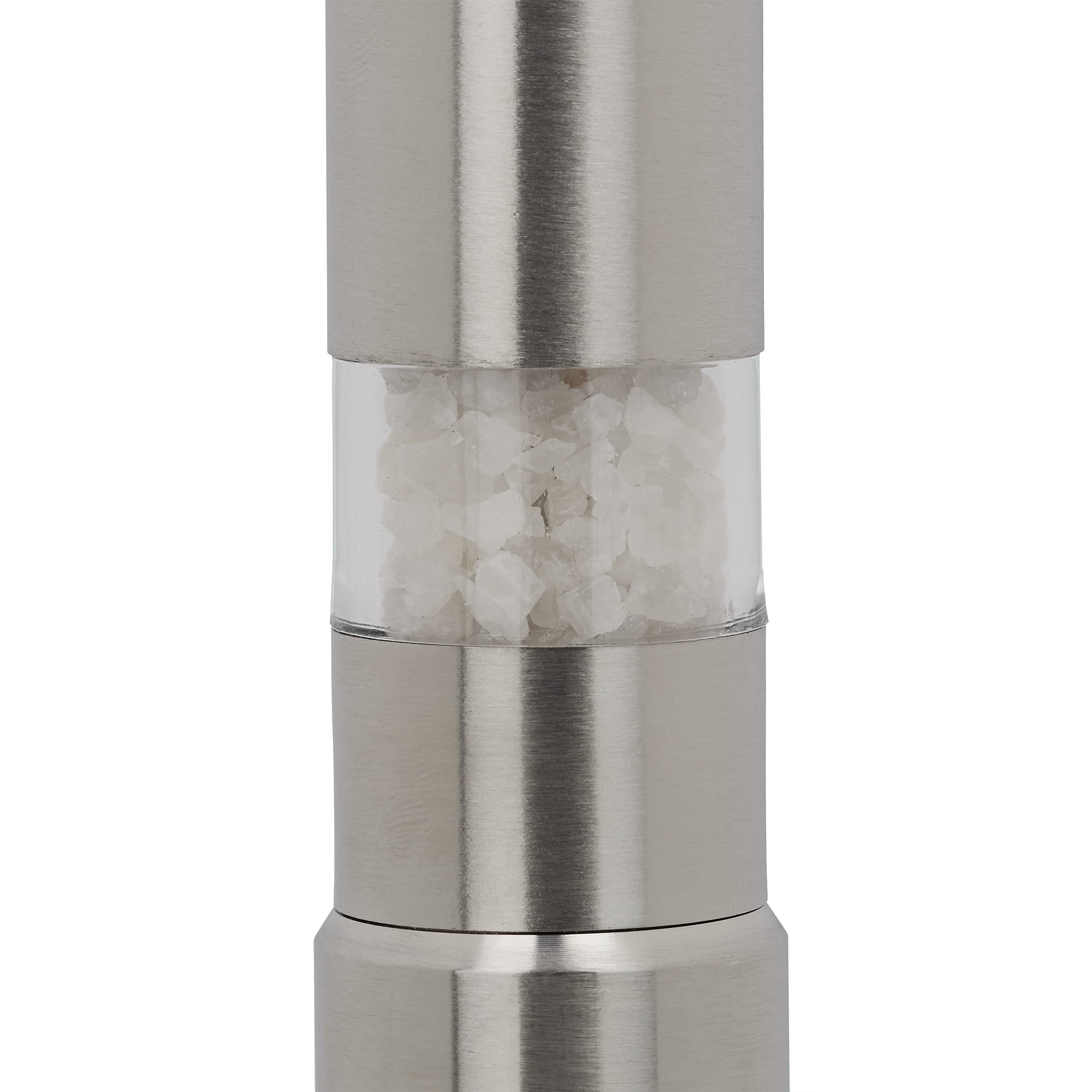Relaxdays Set 2 macina pepe manuale acciaio inox maneggevole macinino per spezie da viaggio pressione pollice argento