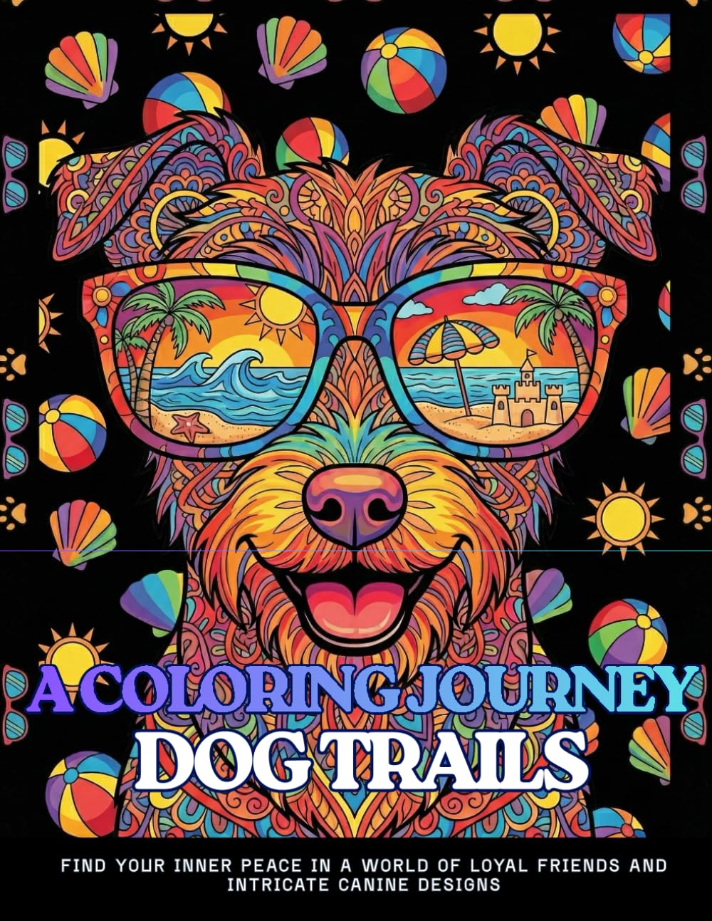 A COLORING JOURNEY DOG TRAILS: A Coloring Book Featuring 60 Detailed Illustrations of Different Dog Breeds, Mandalas, and Playful Puppies for Stress Relief