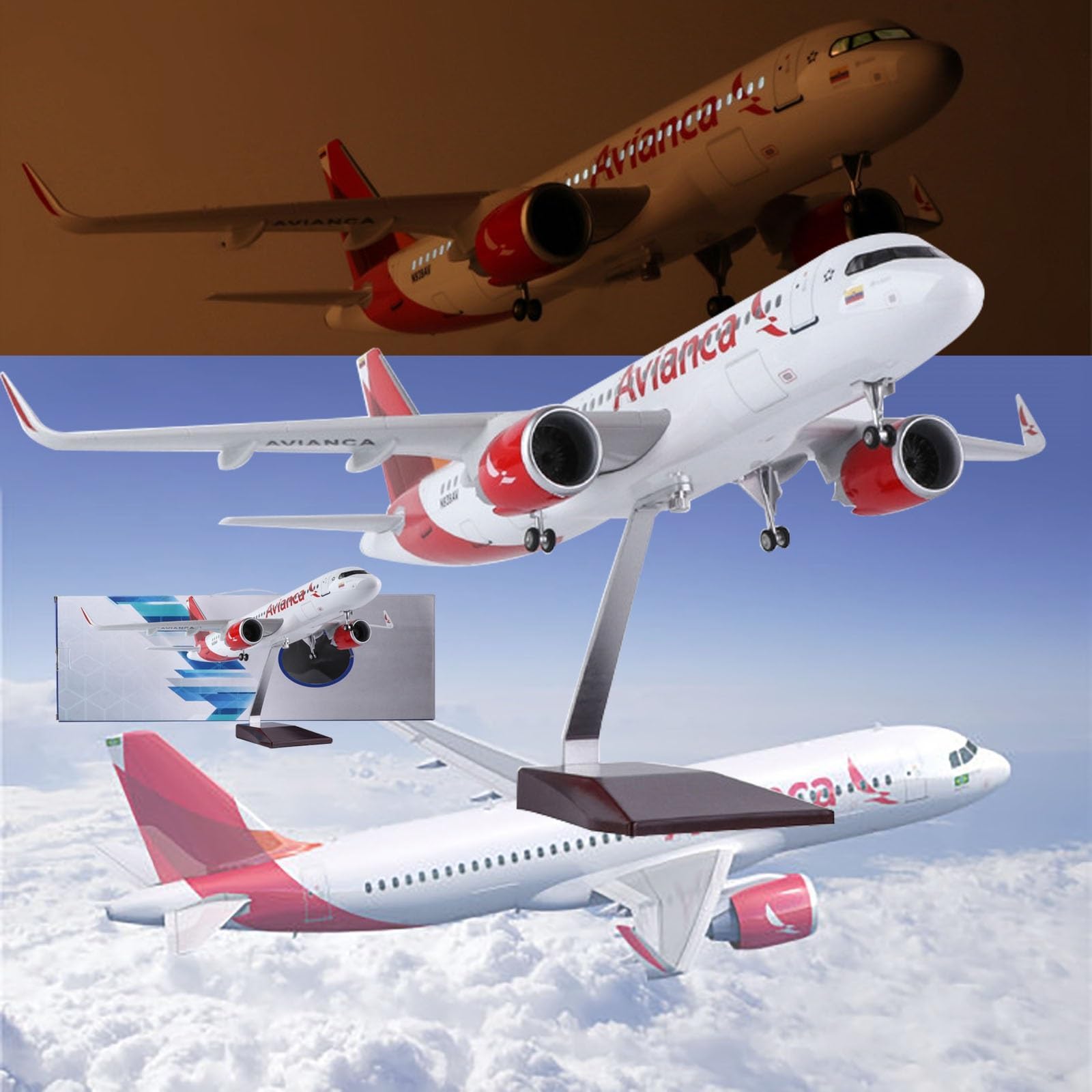 18.5 in 1:130 Scale Large Model Jet Airplane Avianca B787 Airplanes Models Resin Model Plane Diecast with Wheels for Collection (Color : LED B787)
