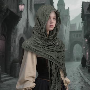 Dune Costume Post Apocalyptic Hooded Cloak Desert Scarf Shawl Cowl Half Cape Medieval Viking Outfit for Men Women