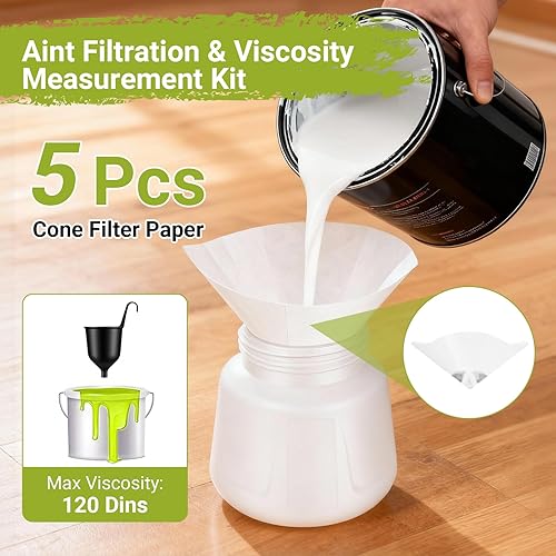 Miniatura 3 de Pulverizador de pintura, pistola de pintura eléctrica con recipiente de 33.8 fl oz, 5 boquillas y 3 patrones, flujo de aire ajustable para pintura