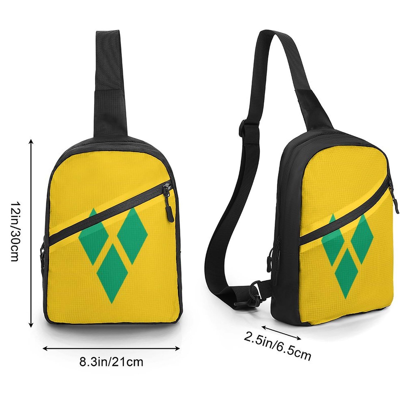 Saint Vincent Grenadines Flag Chest Bag Foldable Crossbody Unisex Pack Travel Hiking Adjustable Shoulder Straps Sling Bags