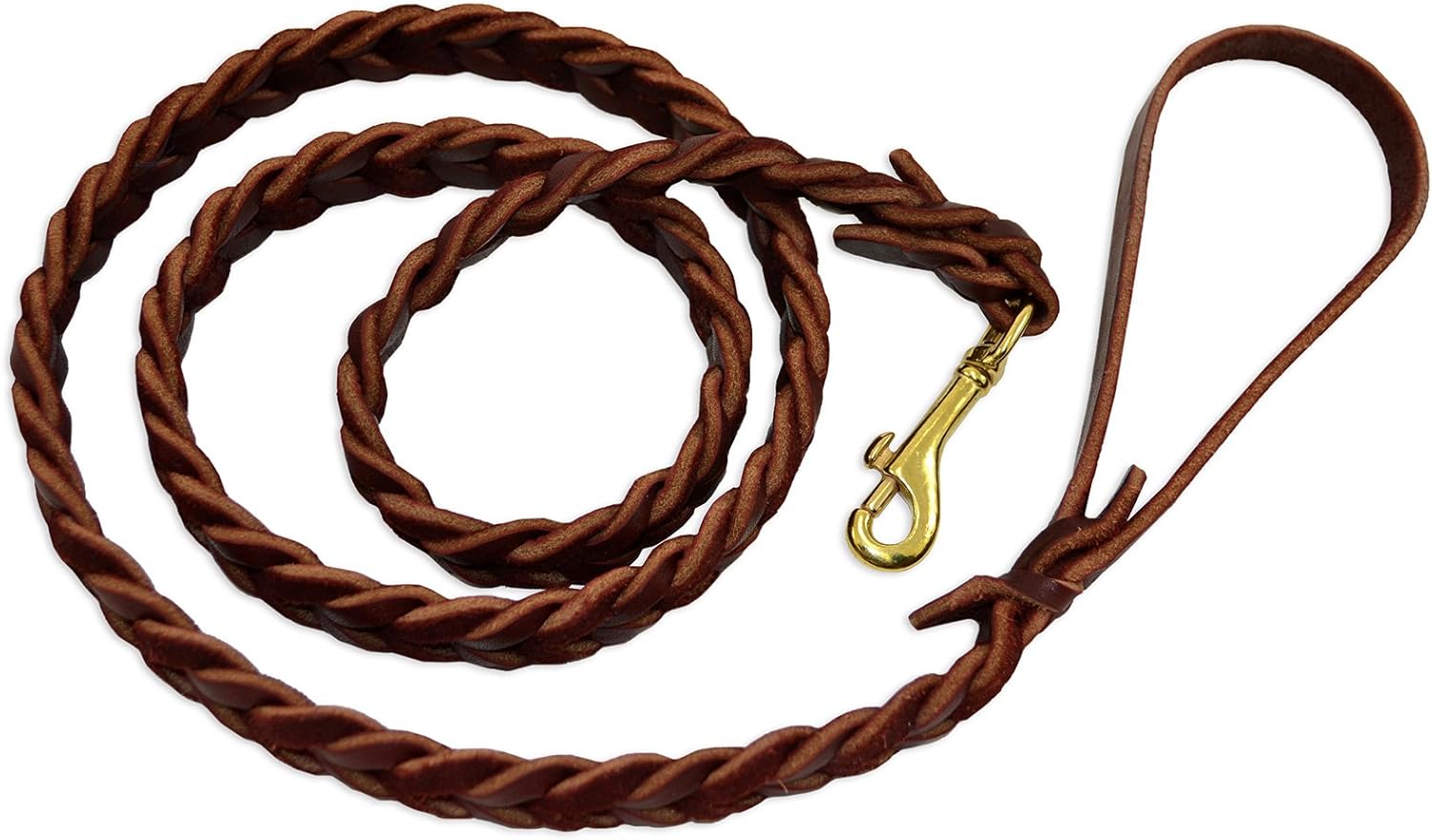 Flat-Braided Leather Dog Leash - Burgundy - 5' X 3/4"