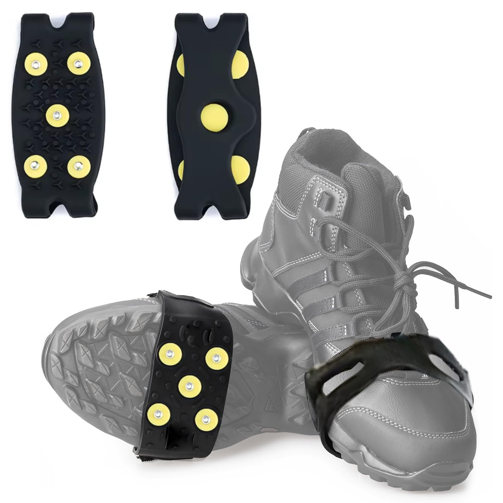Kids Non Slip Ice Cleats for Shoes and Boots,Small Ice Snow Gripper Shoe/Boot Traction Cleats with 5 Spikes, Winter Outdoor Anti-Slip Crampons for Women Kids Walking, Climbing UK Size 2-6