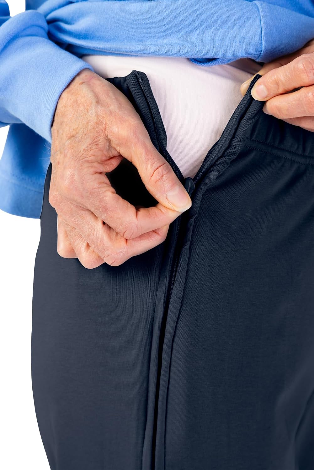 Buck & Buck Adaptive Dual-Side 22" Zipper Stretch Pants - Wheelchair, Bedbound & Surgery Recovery - Unisex Incontinence Care