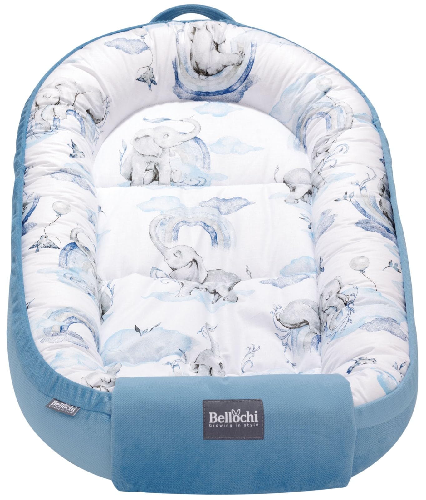Bellochi Nid d'ange pour nouveau-né | Chaise longue | 100% coton | 90 x 60 x 12 cm – avec bords de protection | 0-9 mois | Jambo