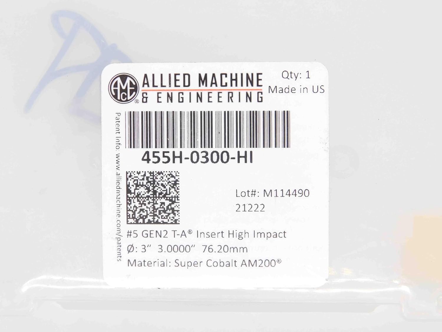 New AMEC 455H-0300-HI Super Cobalt AM200 Cobalt Spade Drill Insert 3" O.D. - DM1583BL5