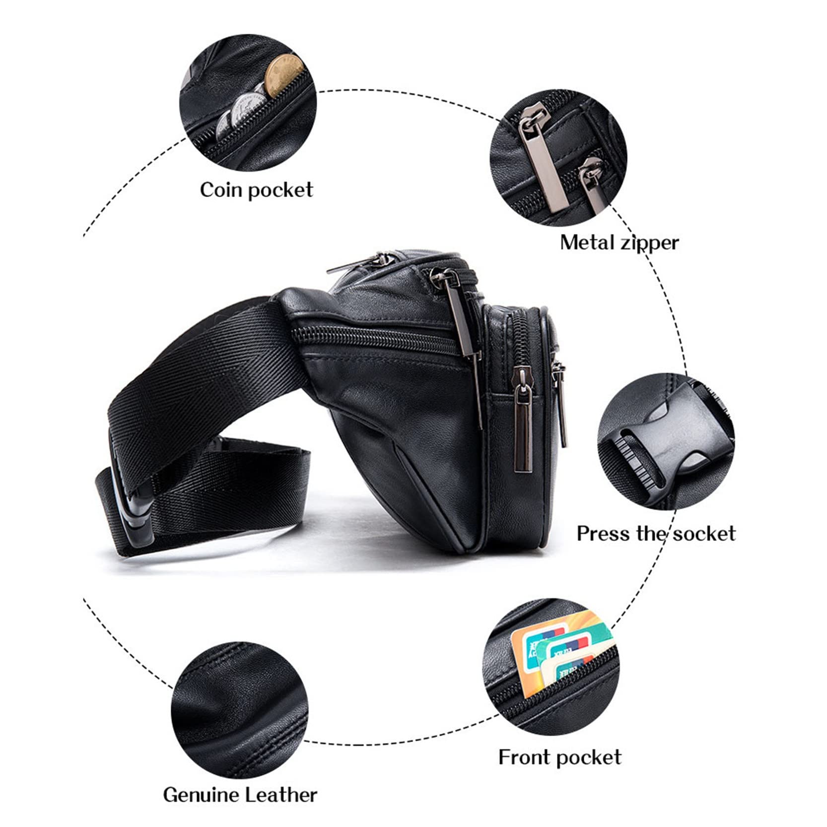 Męska damska nerka nerka nerka, nerka z prawdziwej skóry, torba na klatkę piersiową, moda biodrowa, torba na talię, etui na telefon dla mężczyzn i kobiet, podróż, wędrówki, bieganie, jazda na rowerze, chodzenie, talia, fantazyjna torba dla kobiet, mężczyz