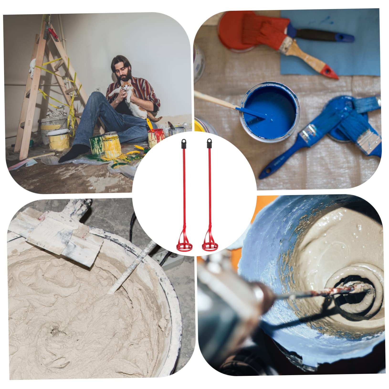 AUTSUPPL Ergonomic Paint Mixing Stick 2pcs Cement Mixing Rods 40x6cm for Cement Paint Putty Coating Strong and Wear-resistant