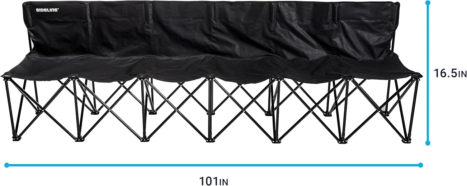 Franklin Sports Sideline Team Bench - Collapsible Sports Bench - Easy Assembly - Pop Up Black, 6 Person