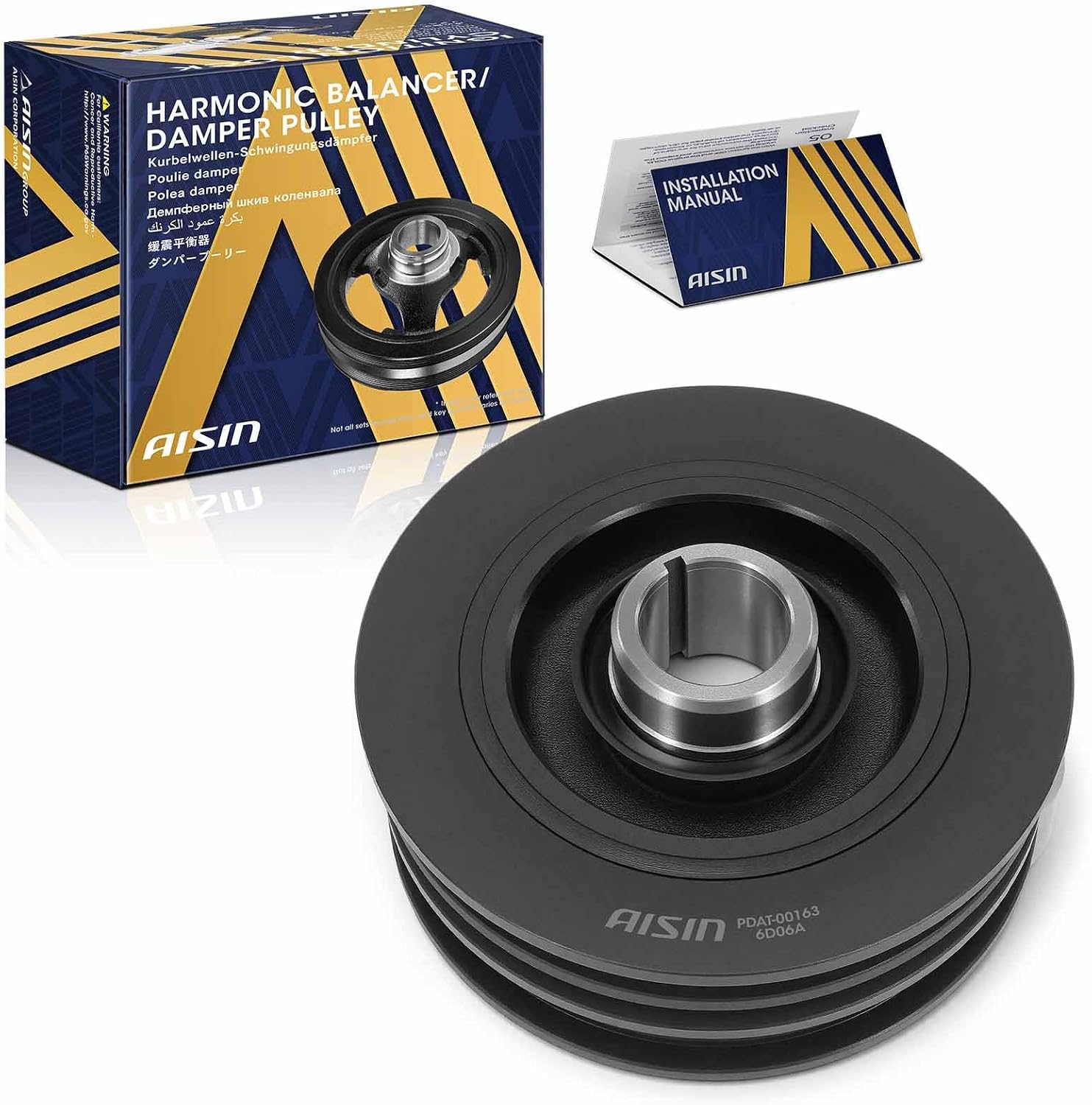 AISIN AFTERMARKET PDAT-00163 Harmonic Balancer - Compatible with Toyota Land Cruiser 1993-1997, Lexus LX450 1996-1997 - L6 4.5L
