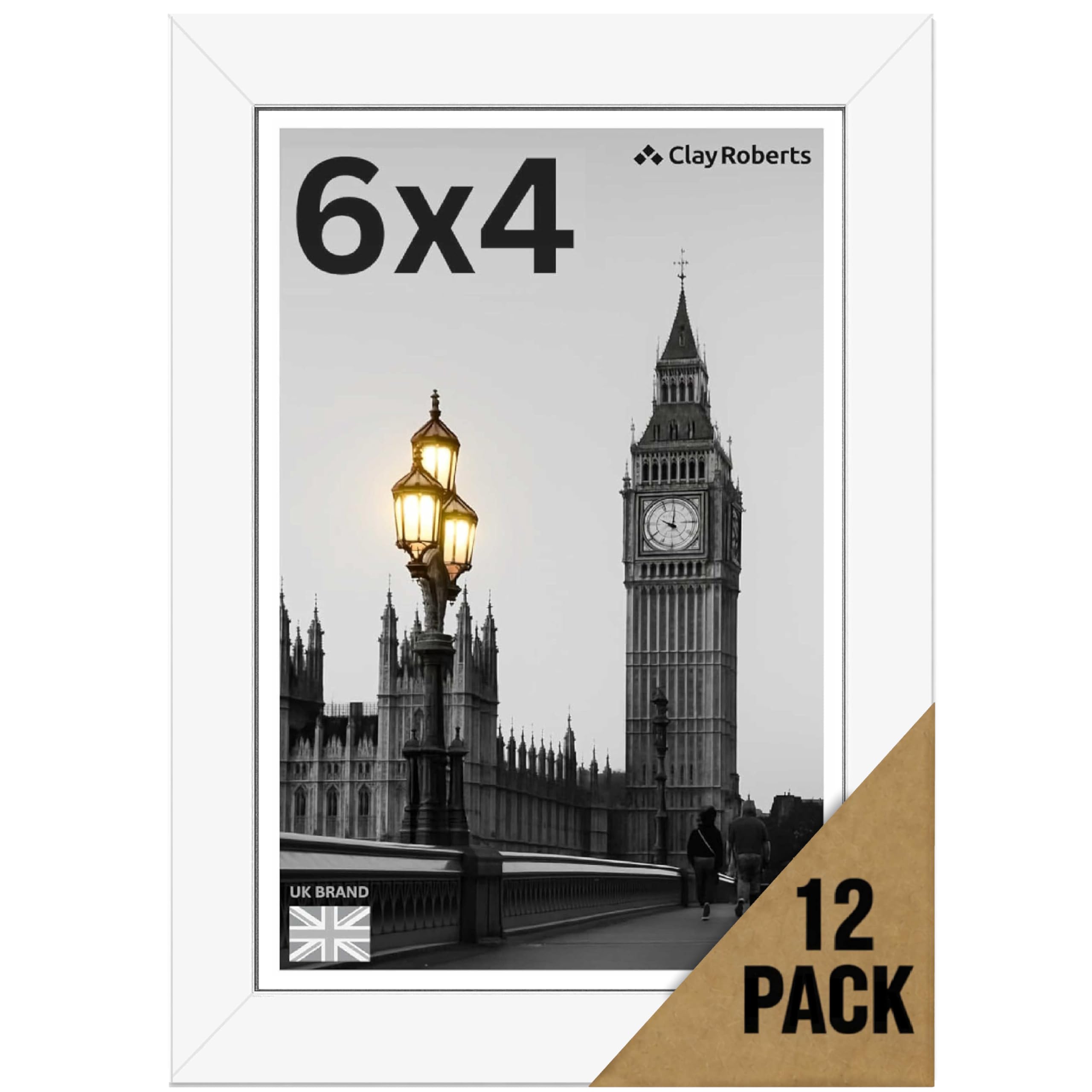 6x4 White Photo Frame Picture Frame, Freestanding and Wall Mount, 10x15cm, 4x6 Frame for Wall Collage Display, Shelf and Staircase, Home or Gift.