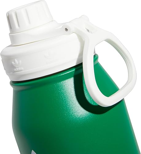 Miniatura 3 de adidas Originals Botella de agua metálica de 1 litro (32 oz), caliente/fría, de doble pared, aislada, acero inoxidable 18/8, verde/blanco, 32 onzas,