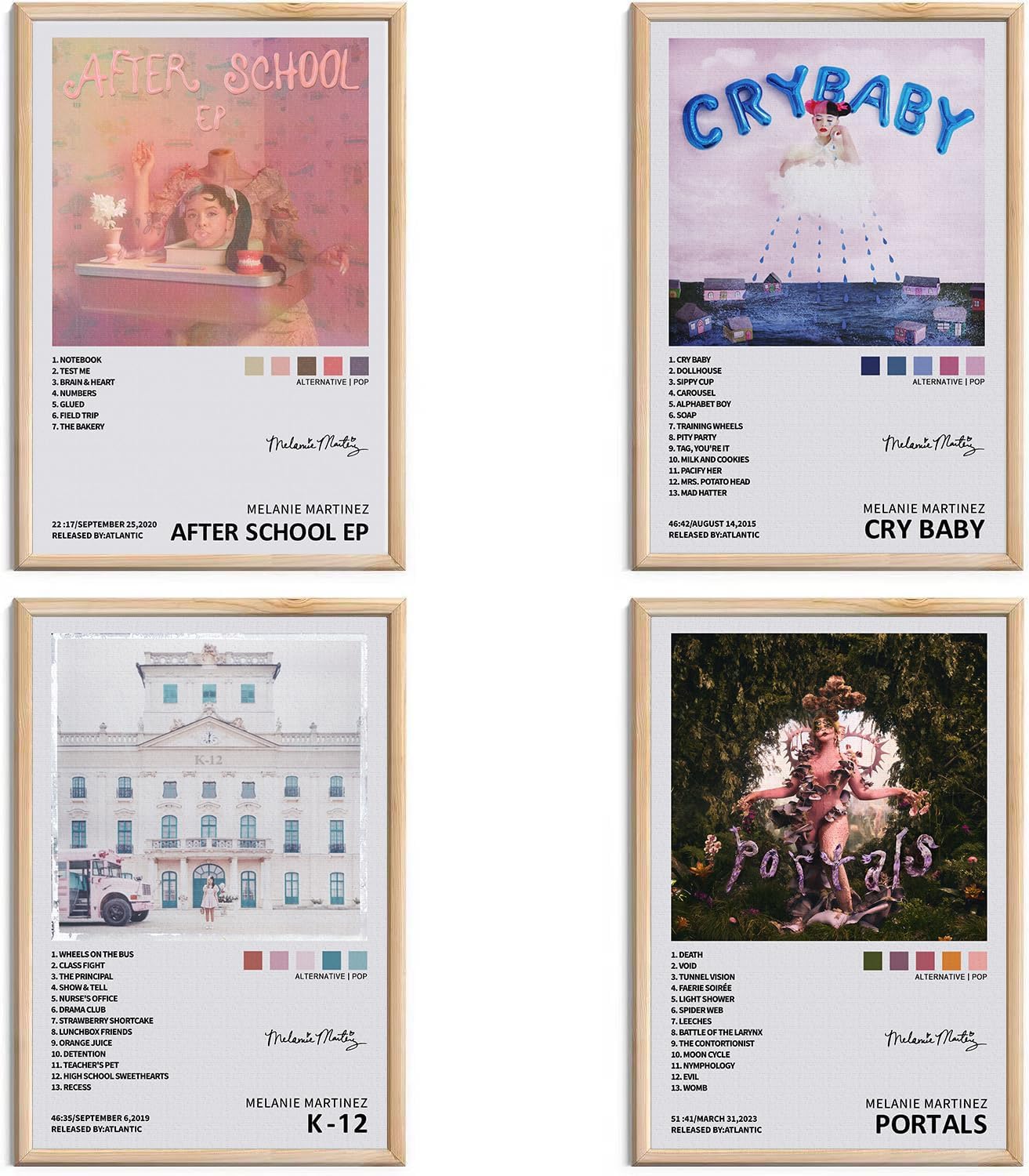 Melanie Martinez Signed Limited Posters Music Album Cover Posters Canvas Wall Art HD Prints Room Aesthetic Pictures Set of 4 for Music Classroom Girls Bedroom Wall Decor Art 8x12 inch Unframed