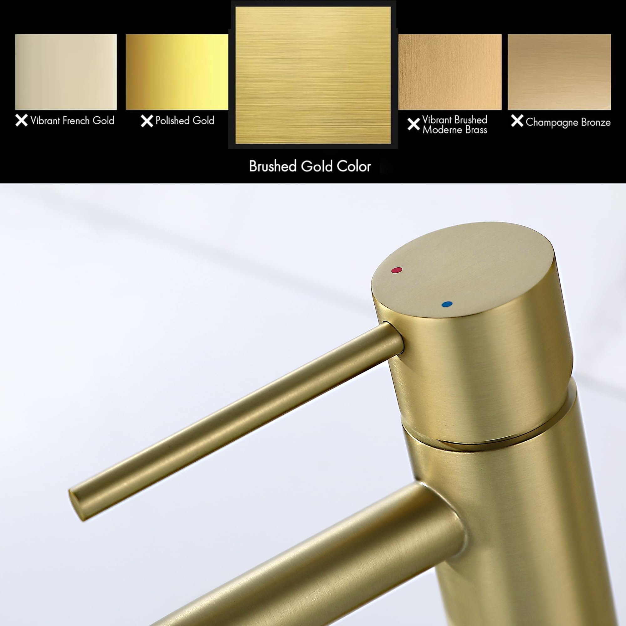 Brushed Gold Bathroom Faucet Single Hole, JXMMP Brass Single