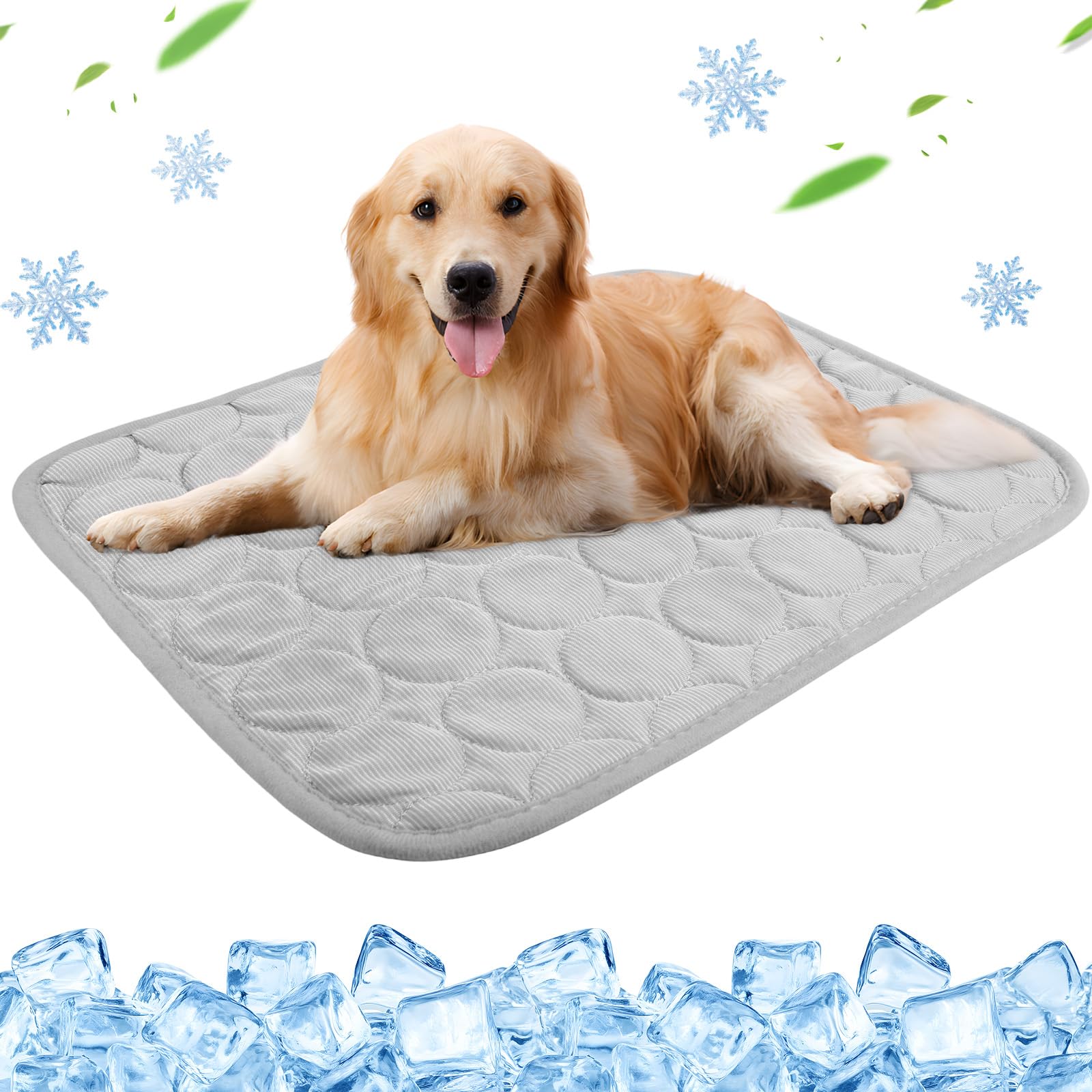 Alfombra Refrescante para Perros, 70x55CM Manta Refrescante para Perros y Gatos, Pet Cooling Mat Verano, Impermeable, Cama Refrescante Perro Autorefrigerante para Casa, Coche, Viaje (Gris, L)