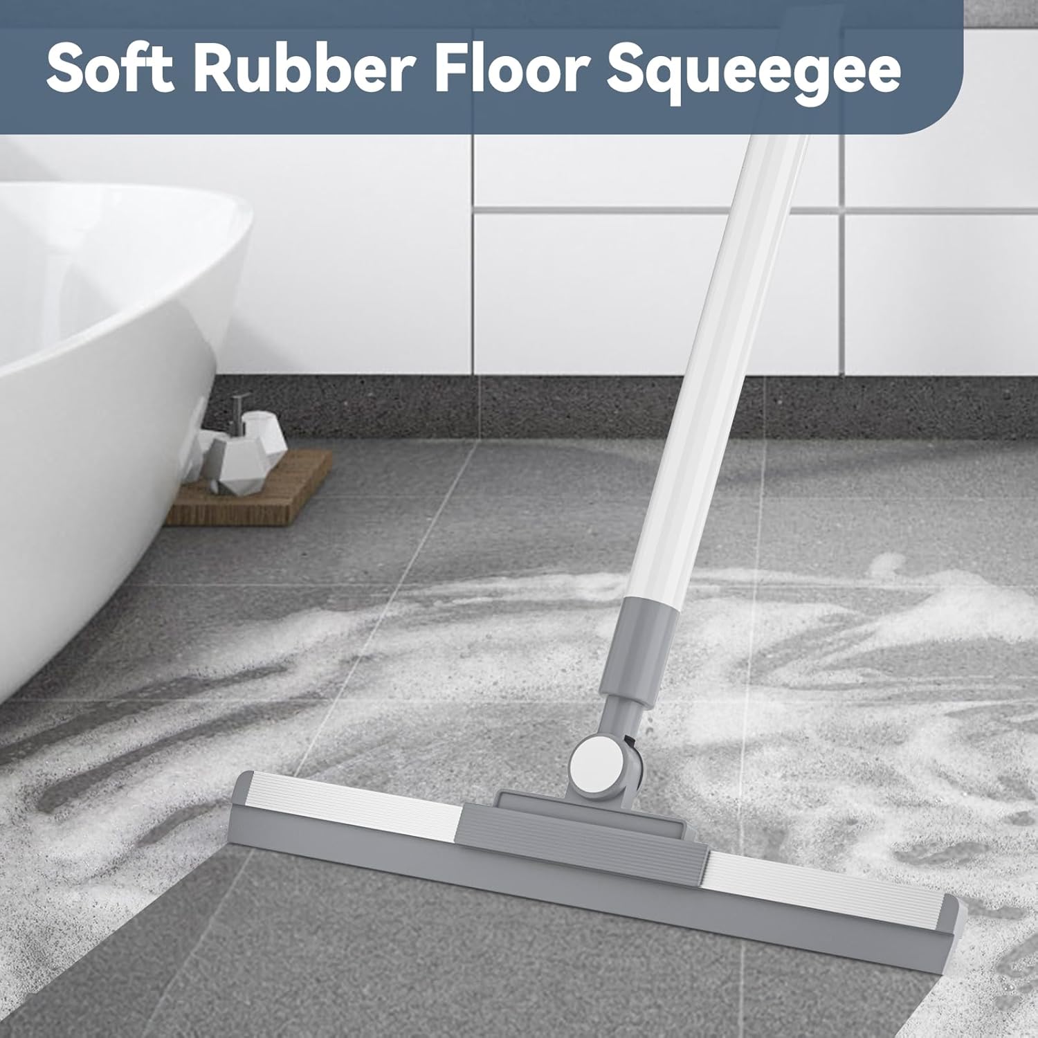 Floor Squeee ° Rotating Head, Squeee for Floor '' Long Handle,