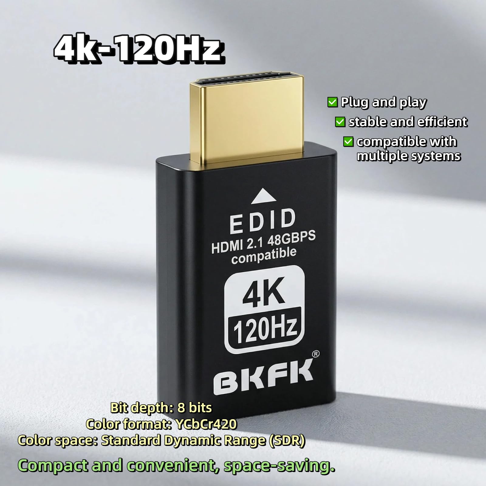 DP 4K 60Hz DisplayPort Headless Plug - Supporta 1080p-120Hz EDID Emulatore Dongle 60Hz per crypto mining, server remoti e desktop virtuali (2.1-4K-120Hz-2P-)