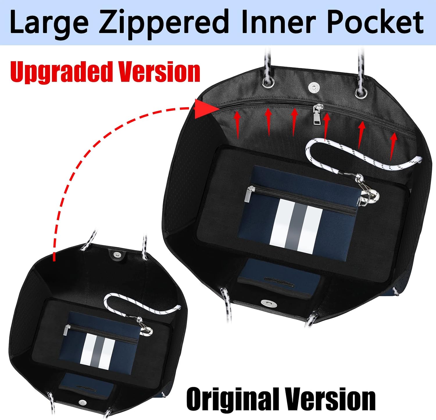 IBFUN Neoprene Bag, Large Multipurpose Beach Bag Neoprene Tote Bag with Inner Pocket for Women/Pool - Image 3