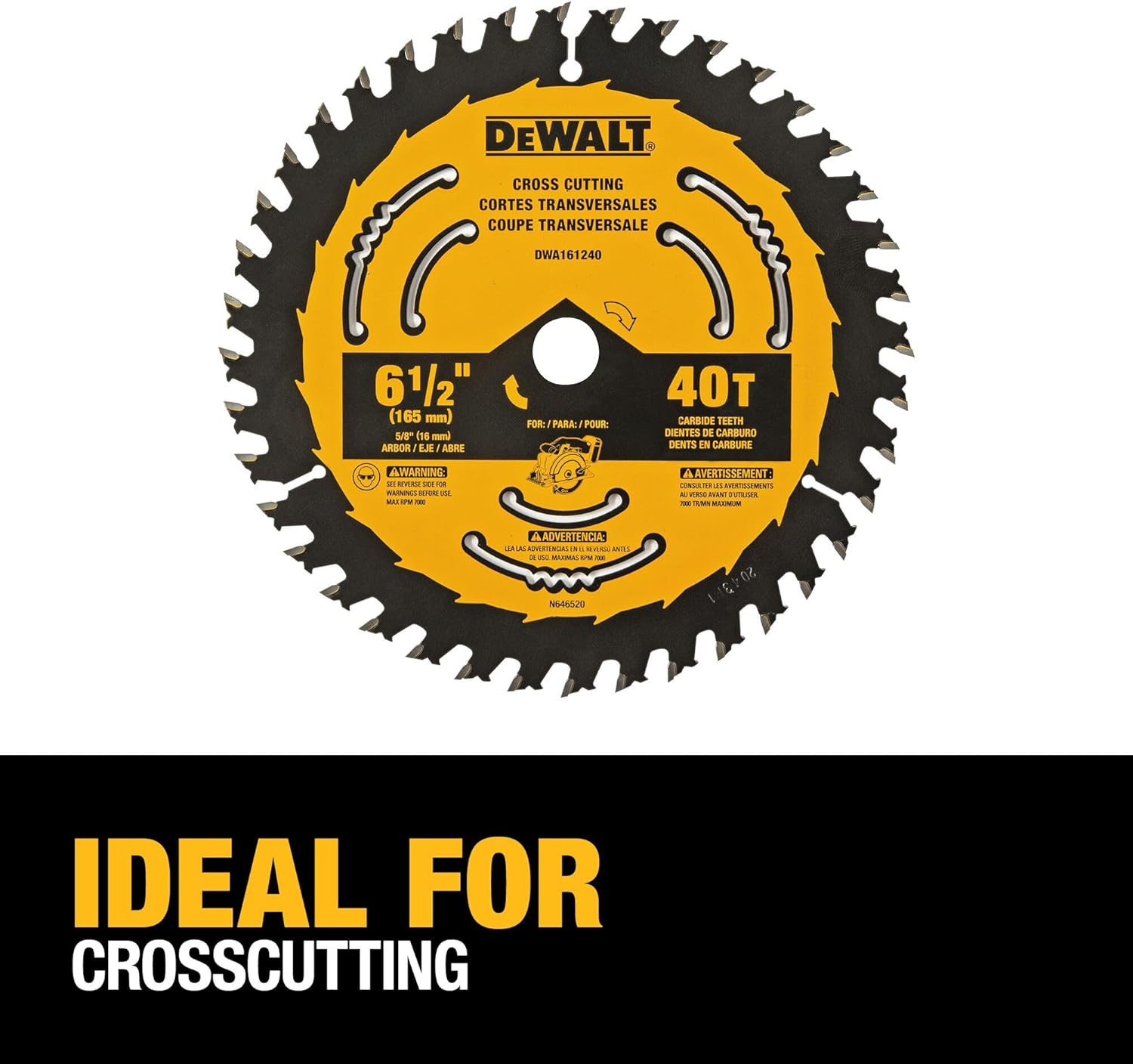 DEWALT Circular Saw Blade, 6 1/2 Inch, 40 Tooth, Framing (DWA161240)
