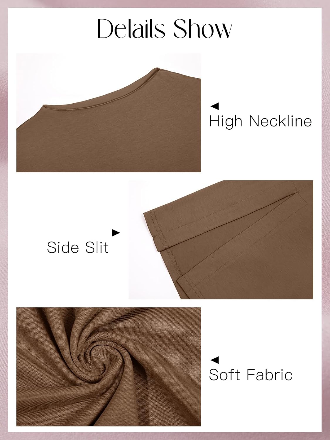 Fisoew Womens Oversized T Shirts Casual 3/4 Sleeve Side Slit Workout Gym Loose Fit Summer Tee Tunic Tops - Image 6