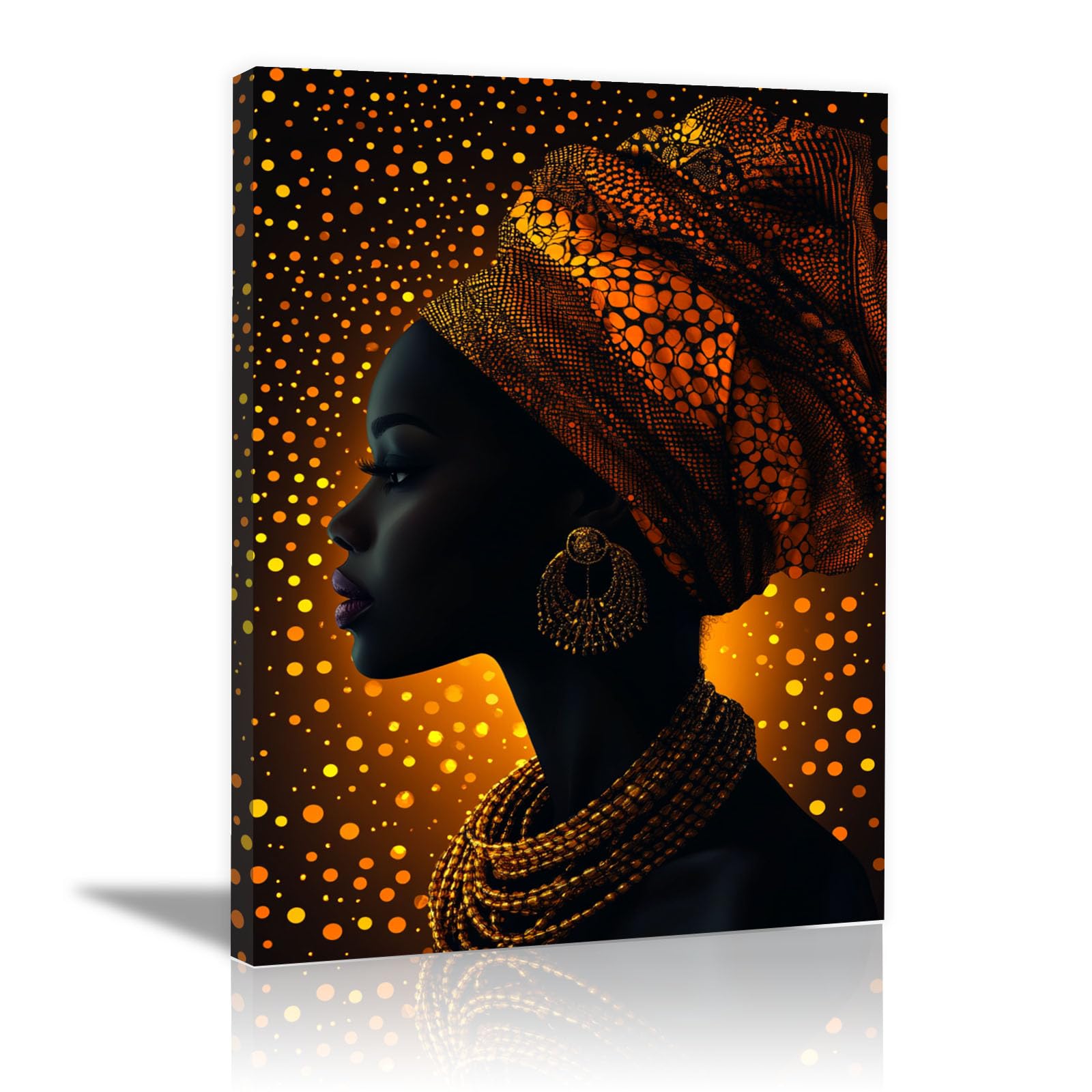 BOHUO Wandbilder Afrikanische Frau Bild Leinwand XXL Bunter Minimalismus Moderne Weibliches Wohnzimmer, Schlafzimmer, Home Decoration Poster(Gold 78)-70x100cm Gerahmt