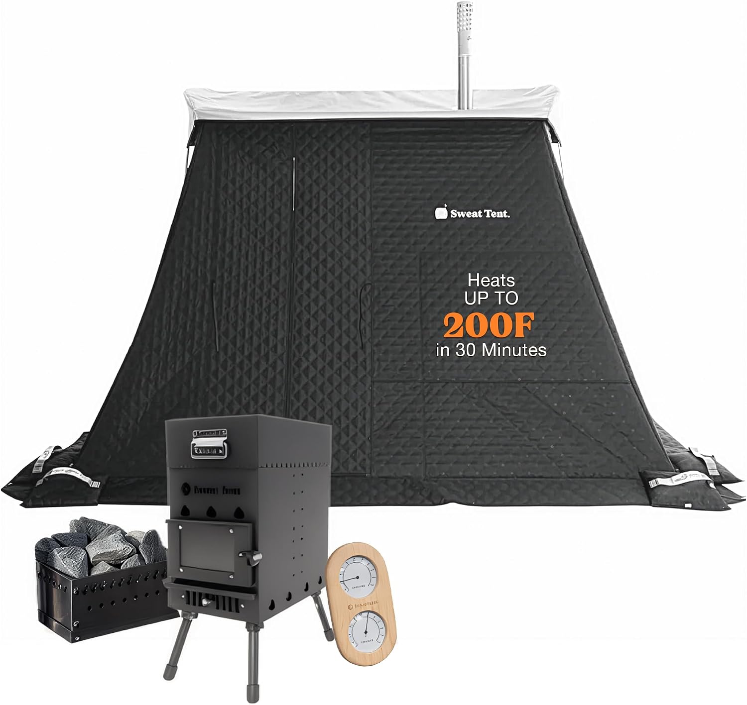 SweatTent Portable Outdoor Sauna (Large) – Tent Only, Accessories Sold Separately – Wood-Fired Compatible, Quick Assembly – High-Temp Recovery Sauna for 6 Adults – Backyard & Camping Use