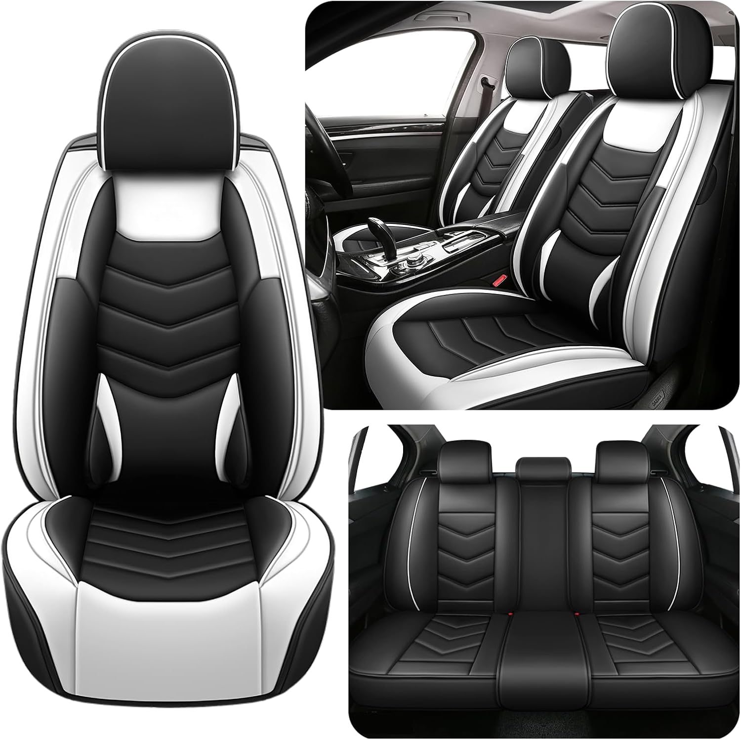 Car Seat Covers Fit for Hyundai Tucson 2005-2025 Daily Commutes Durable and Side Airbag Compatibility Sports Seat Cover, Full Set, Black White