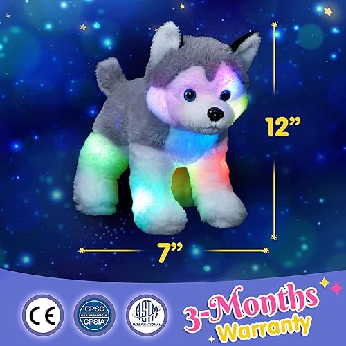 Miniatura 3 de Bstaofy Juguete de peluche con luces LED realistas de 12 pulgadas con luces nocturnas que brillan en la oscuridad para niños pequeños LED, LED y
