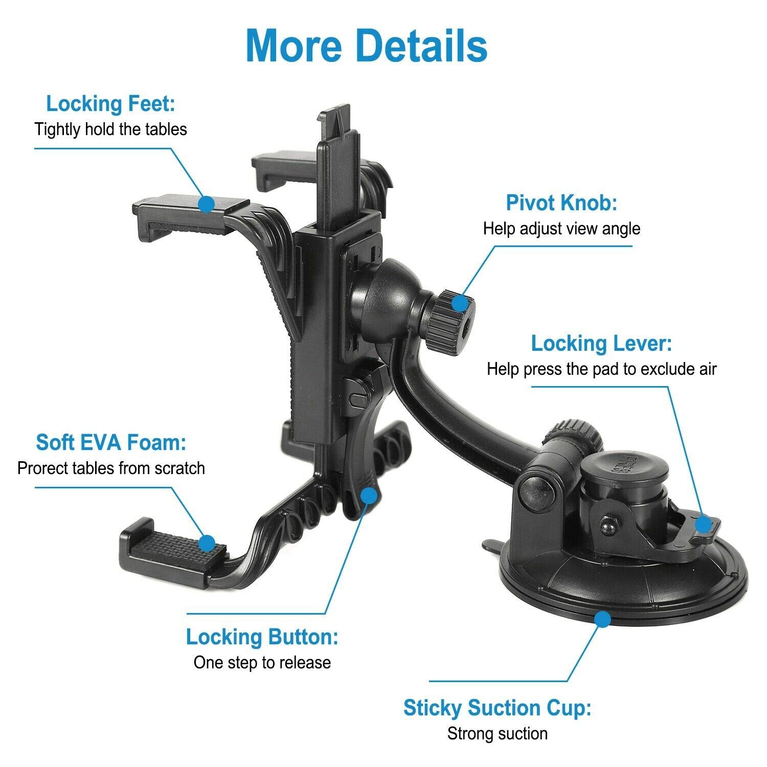 Ramtech Car Truck GPS & Tablet Windshield Mount, Suction Cup Holder with Adjustable Bracket and 90mm Dashboard Mount Disc, Compatible with Rand McNally IntelliRoute 8 Inch TND 70 80, RV 70 80, WMB7K