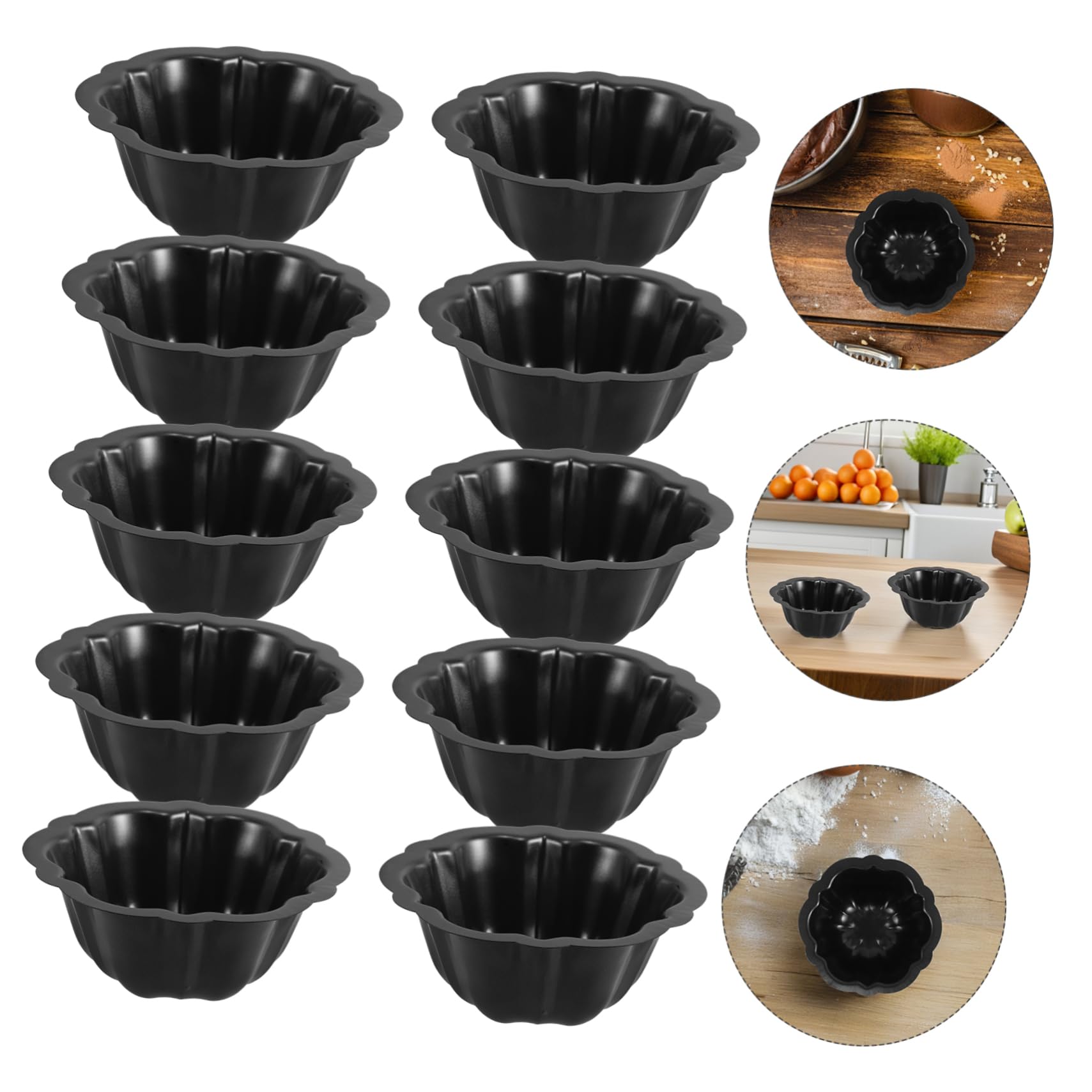 Moldes para Pasteles Pequeños 10piezas de Acero al Carbono Negro | Antiadherente, Diseño Ligero y Fácil de Guardar, Patrones Creativos para Fiestas y Cumpleaños