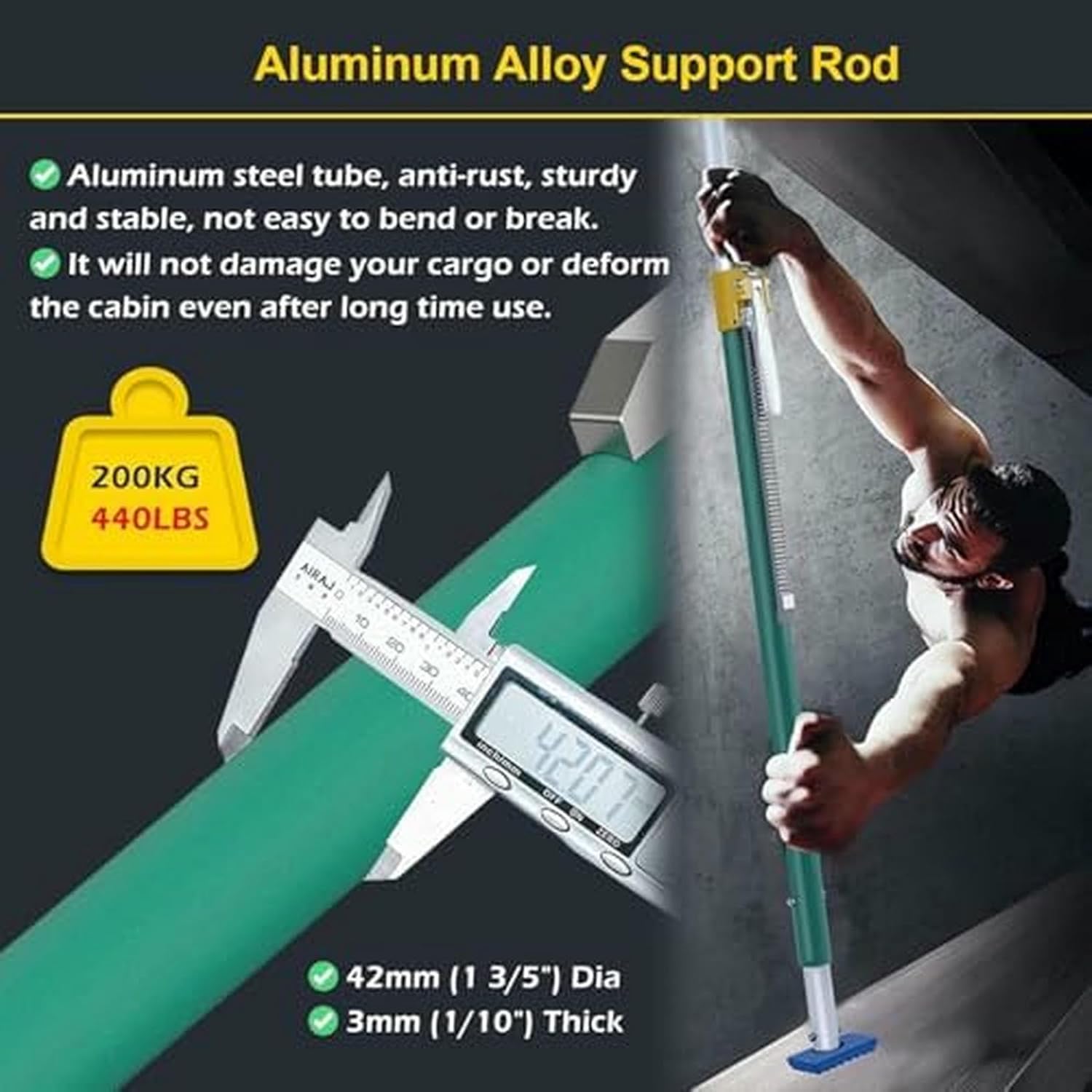 Heavy Duty Adjustable Cargo Restraint Bar - Ratcheting Load Stabilizer for Pickup Trucks, SUVs, Vans & Trailers - Secure Transport with Locking System