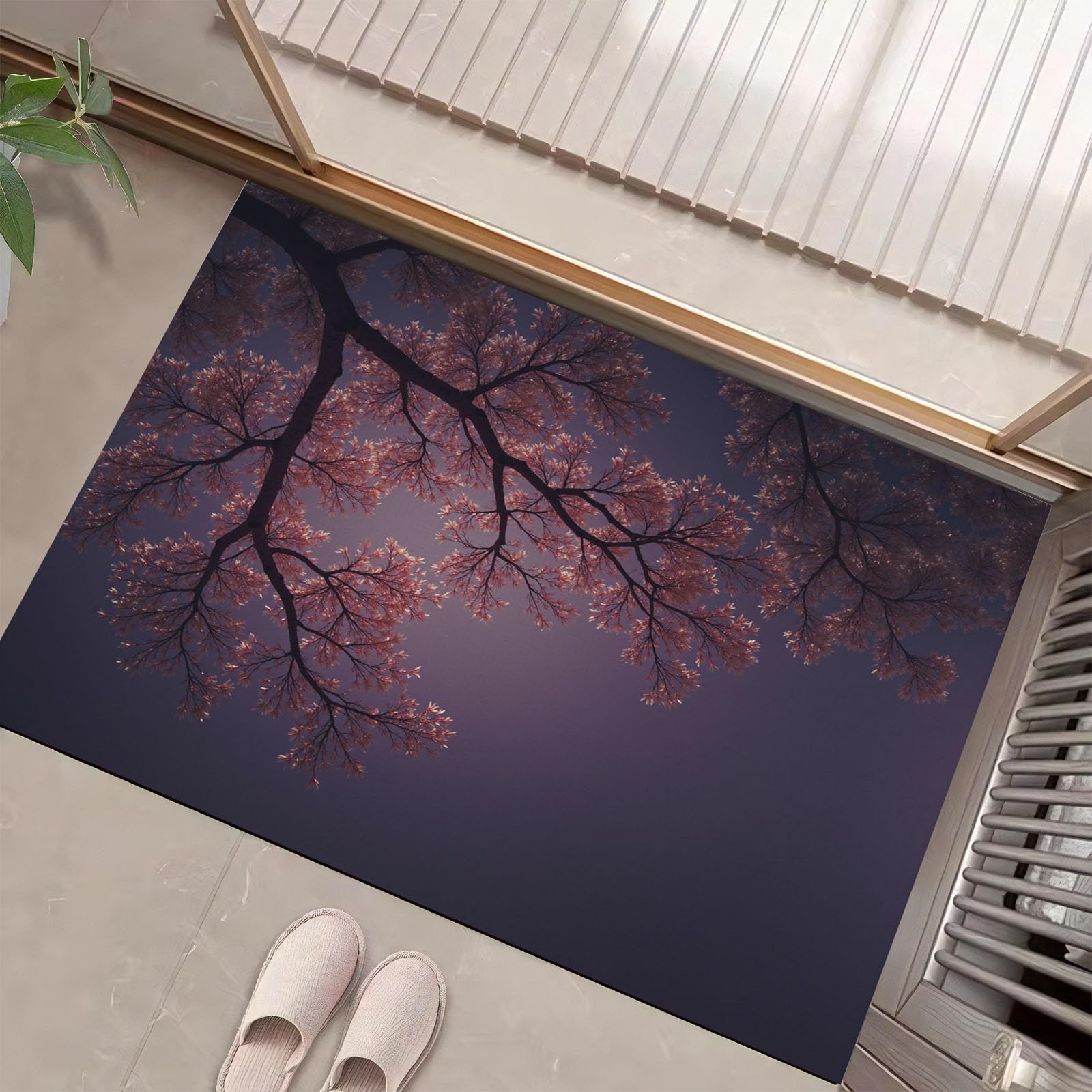 Paillasson Intérieur 90x150 cm Violet Foncé Sky Tree