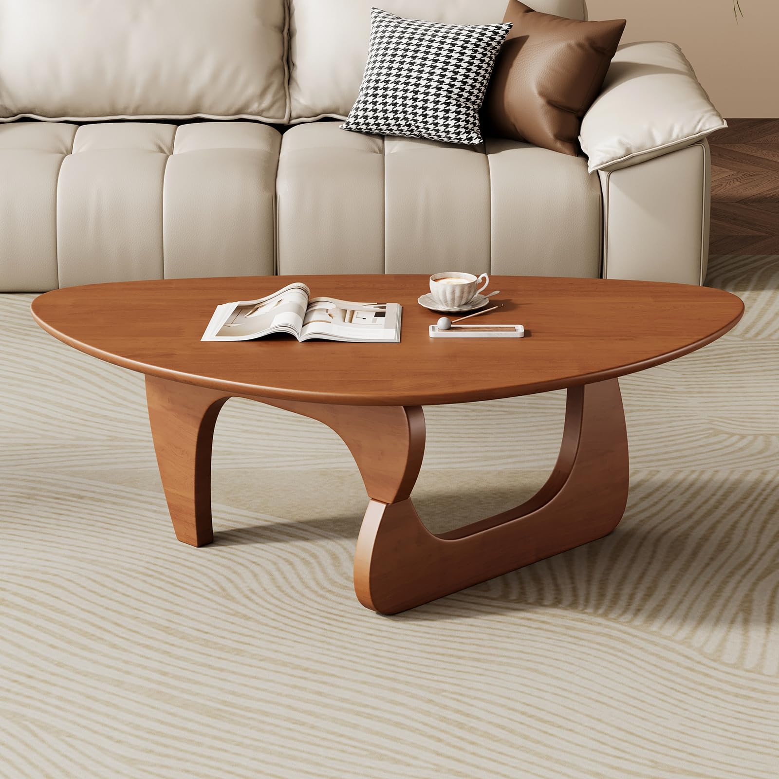 Mid Century Modern Coffee Table - Walnut Wooden Coffee Table for Living Room Center Table Suitable for Bedroom