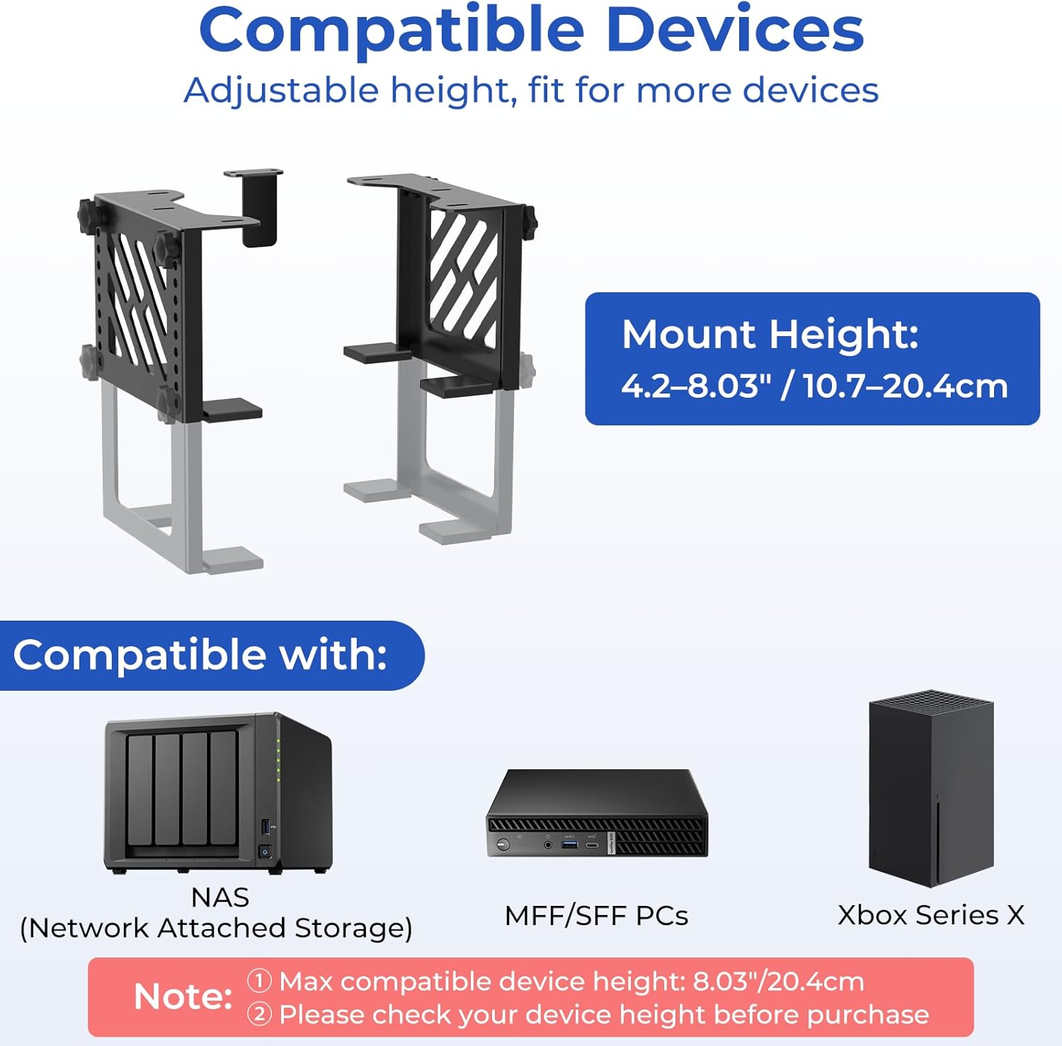 Metal Under Desk Mount for NAS Adjustable Mounting Bracket for Desktop NAS 1/2/4 Bay Network Attached Storage Under Desk Holder for NAS/Small PC/SFF Desktop Tower/CPU/UPS and More with Cable Ties 3 71mthm75cTL. AC SL1500