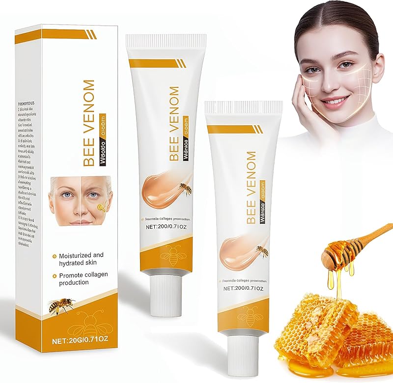 2PCS Crème Anti-Rides au Venin d'Abeille,Crème Hydratante Raffermissante pour le Visage et le Cou, Soin Lifting Immediat, Réparatrice et Anti-Age, Pour Femmes et Hommes,20g