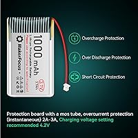 Vista 6 de MakerFocus 4pcs 3.7V batería recargable de litio JST1.25 conector 2pin, 952540 3.7V 1000mAh batería con placa de protección y cinta de goma aislada