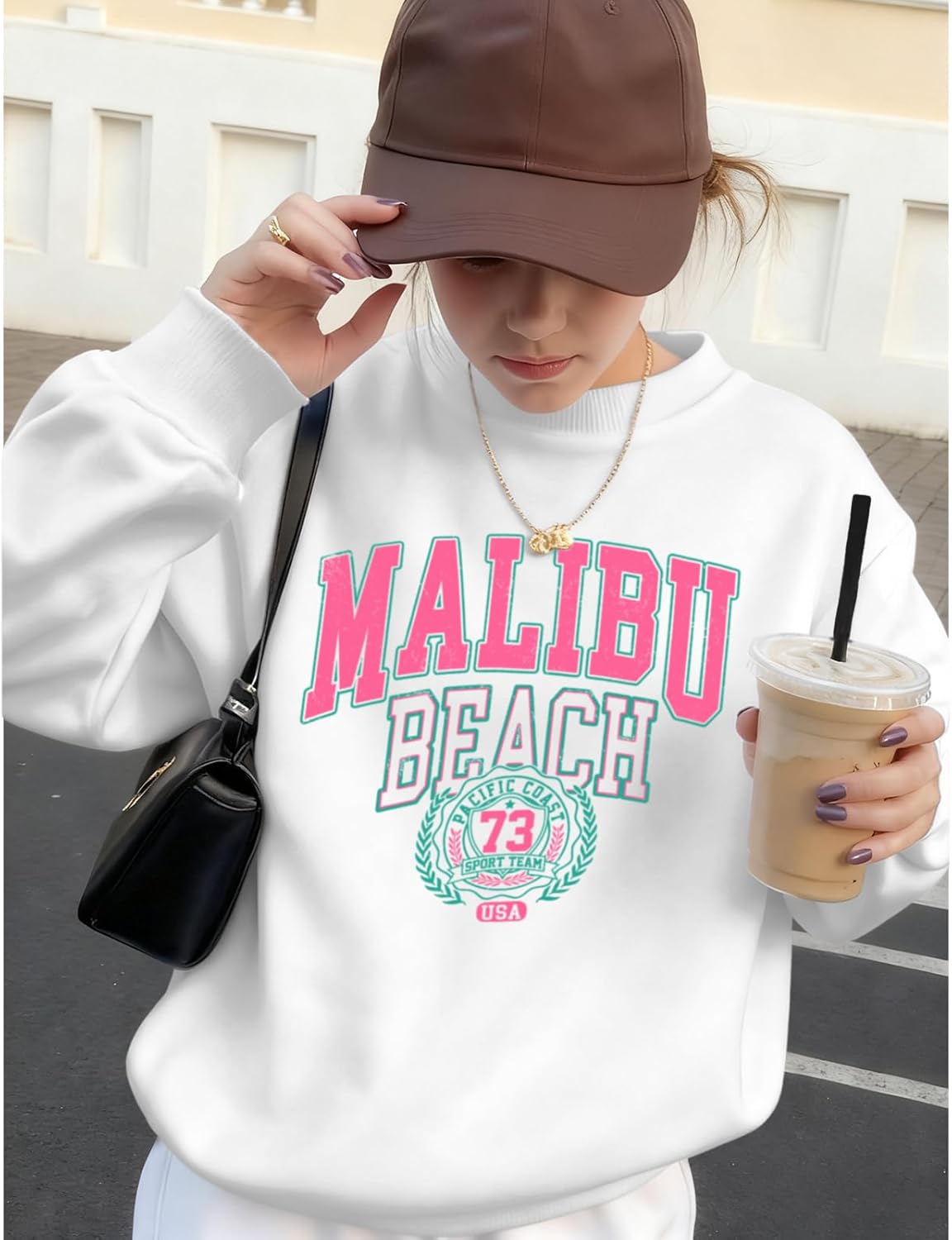 Cute Preppy Letter Graphic Sweatshirts for Teen Girls Oversized Aesthetic Hoodies Crewneck Long Sleeve Pullover Tops - Image 3