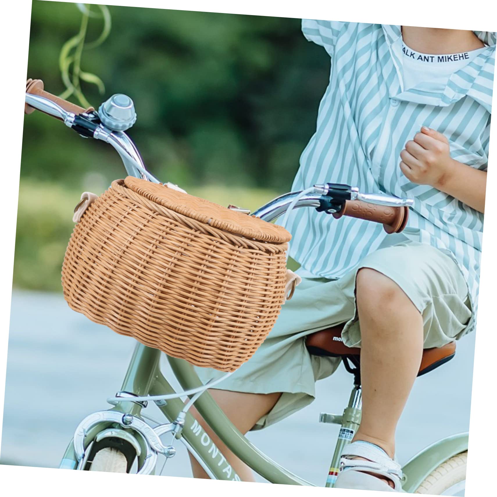 Toddmomy Cesta Delantera de Bicicleta para Niños, Ratán Amarillo