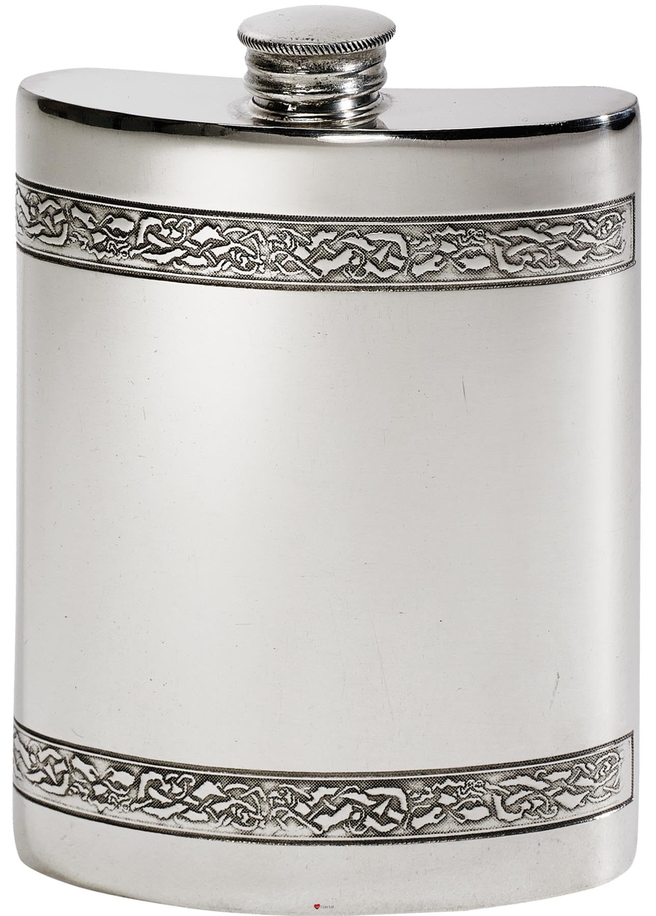 Flacon de hanche 18e anniversaire en étain poli I LUV LTD de 6 oz