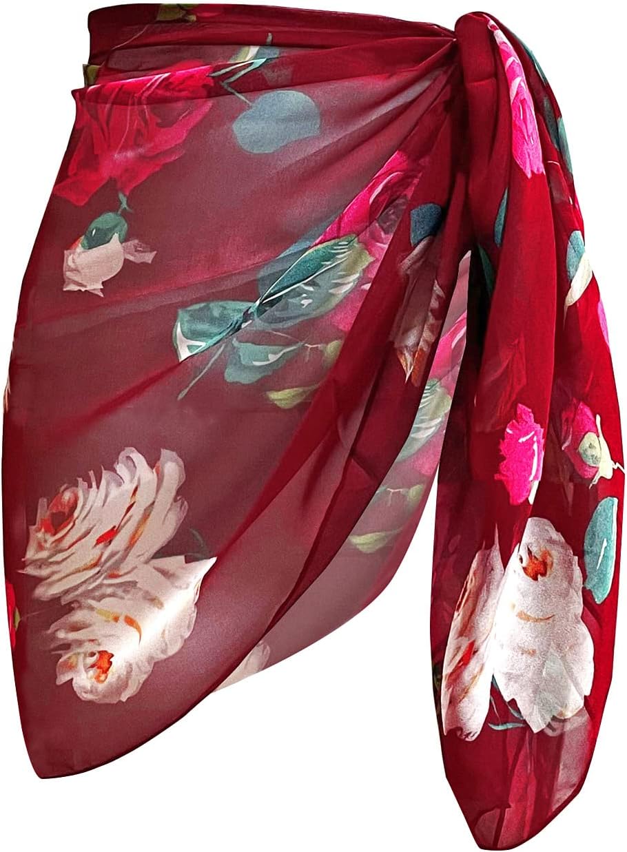Women Short Sarong Beach Cover up Skirt Chiffon Swimsuit Sarongs Wrap