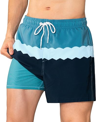 BRISIRA Mens Swim Trunks 5 inch Swim Shorts Quick Dry Stretch Bathing Suits with